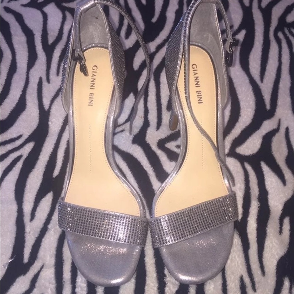 Gray Bedazzled Heels